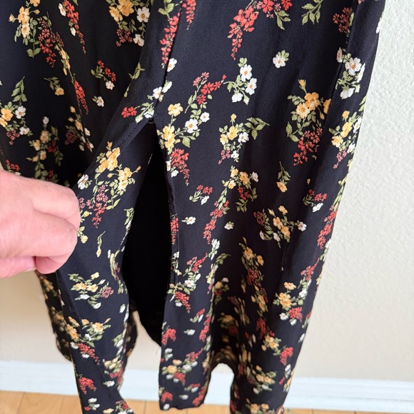 Reformation Black Floral Midi Dress Size 8 - Picture 6 of 10